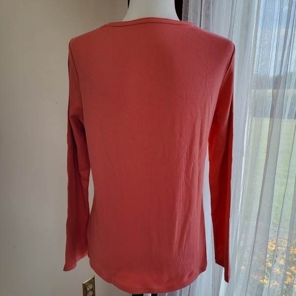 Talbots 100% Cotton Crewneck Long Sleeve T-shirt EUC Size Large Petite - Picture 3 of 9